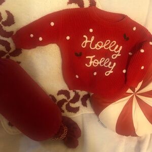 Holiday  Sale price drop New without tag Red Holly Jolly holiday baby sweater